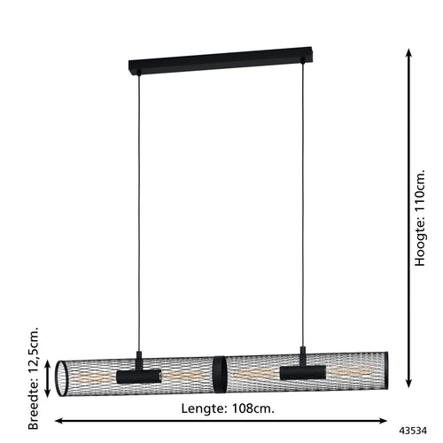 EGLO hanglamp Redcliffe - e27 - 108 cm - zwart - vtwonen shop