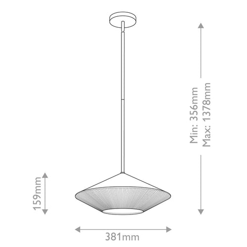 Kuppel-Pendelleuchte Modern Mattschwarz, Natur 1x E27