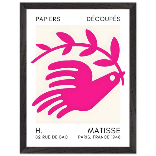Artfulprints Poster met Lijst Matisse - Peace dove pink   - 30x40 cm - Roze