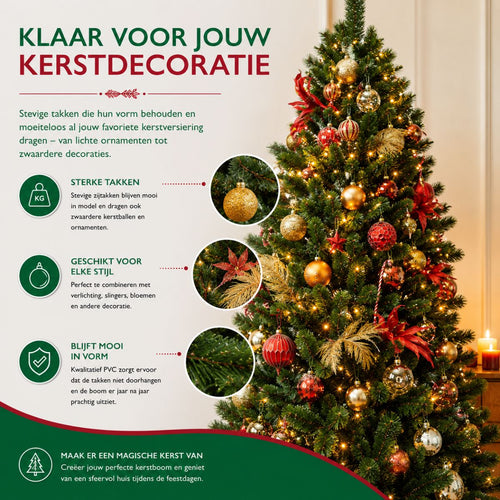 Triumph Tree Camden Kerstboom 215 cm - Kerstversiering voor Binnenshuis met Natuurlijke Uitstraling - Kunstboom met 776 Dennentakken - Klassieke