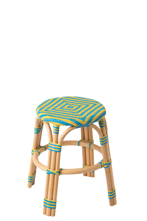 J-Line kruk Geo - riet - geel/azuurblauw - 2 stuks