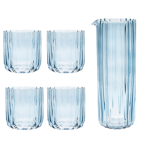 Brut Homeware | Set Gaia | Karaf + 4 Tumbler | blauw