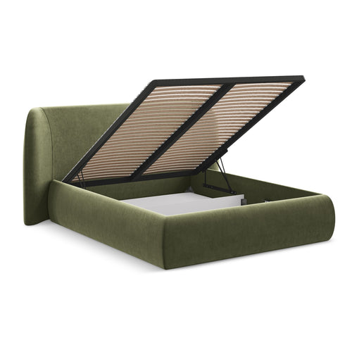 LaMiaSofa Bed met opbergruimte Trieste - velours - olijf - 230x215x110