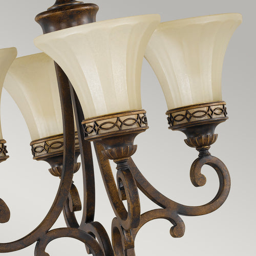 Elstead Drawing Room - Multi-arm kroonluchter met 4 lichte walnoten afwerking, E27