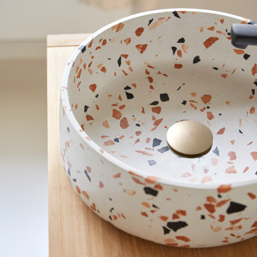 Tikamoon Ronde waskom van bruin premium terrazzo ∅ 40 cm - Bruin