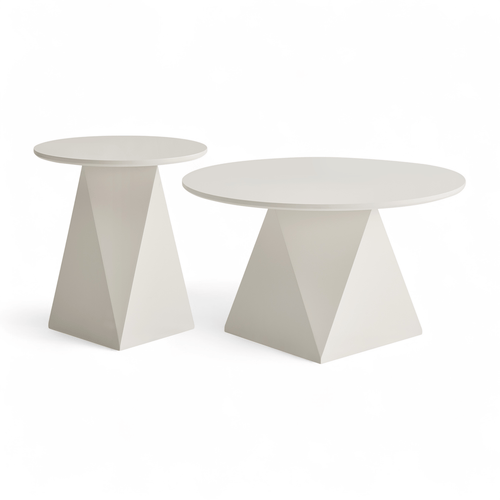 Furnhouse salontafel set Aura - Crème wit - Ø 50/80 cm