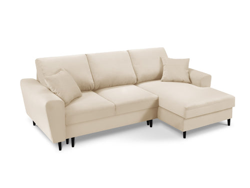 Cosmopolitan Design Converteerbare hoekbank rechts met opbergdoos Kyoto 4-zits, ribfluwelen, beige - 145x241x88cm