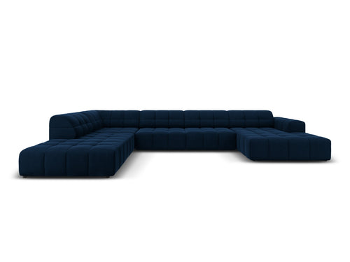 Cosmopolitan Design Panoramische hoekbank links Chicago 7-zits, flueel koningsblauw - 263x375x78cm