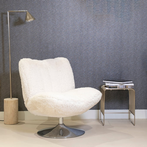 DÉJA Living Draaifauteuil Morten - Beige Fluffy/Chrome - 70x78x82cm