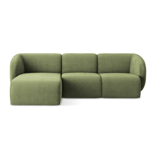 LaMiaSofa hoekbank links Cervo - chenille stof - groente - 248x166x93