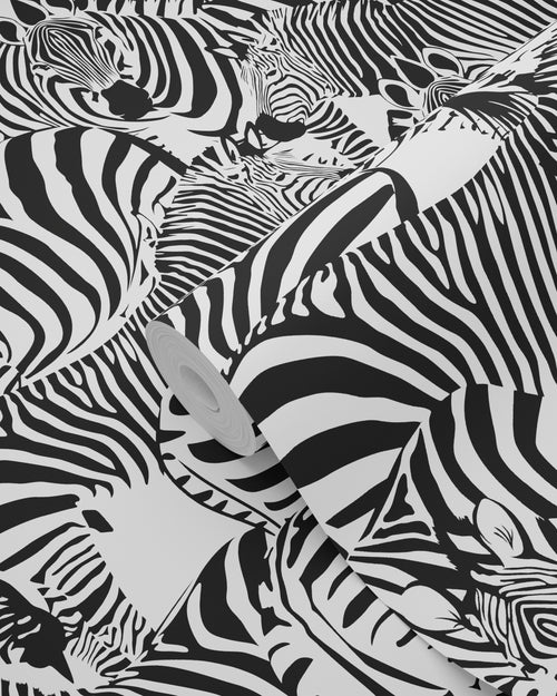 ESTAhome behang zebra's zwart wit - 53 cm x 10.05 m - 139155