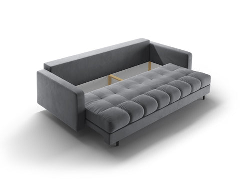 Cosmopolitan Design Slaapbank met opbergdoos Bali 3-zits, flueel grijs - 84x222x105cm