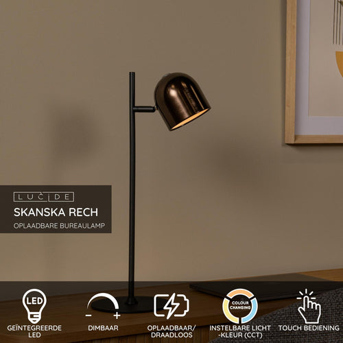 Lucide bureaulamp SKANSKA RECH - Geïntegreerde LED - Koffie