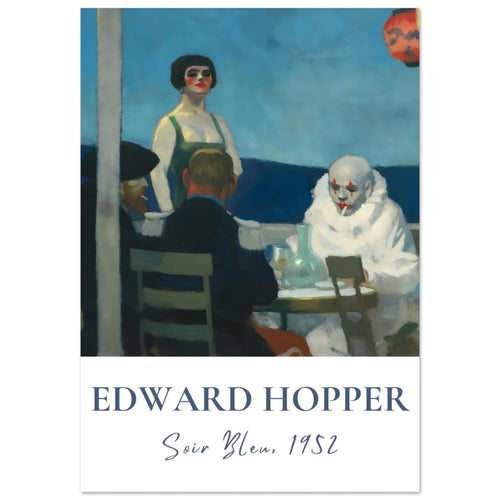 Artfulprints Poster Edward Hopper - Soir bleu   - 30x40 cm - Blauw