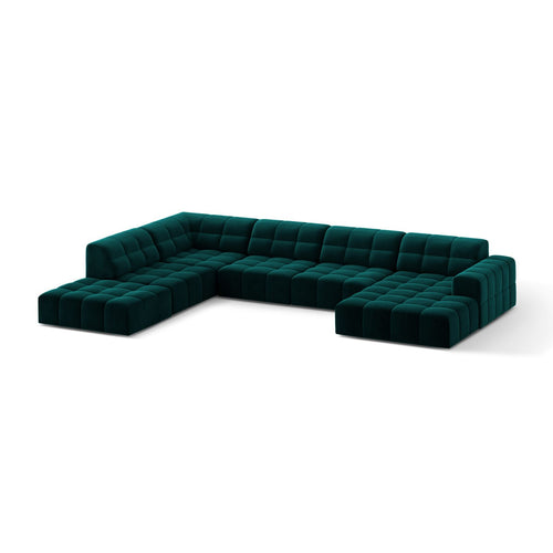 Cosmopolitan Design - Panoramische hoekbank Chicago 7-zits, flueel diepe olie - 263x375x78cm