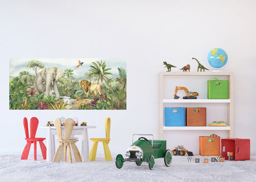 Sanders & Sanders poster jungle dieren groen - 75 x 170 cm - 601266 - vtwonen shop