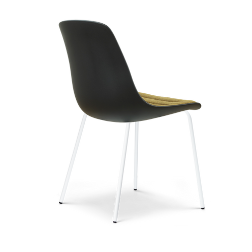 Nolon Nora-Liv eetkamerstoel zwart met mosgroen zitkussen - wit onderstel - vtwonen shop