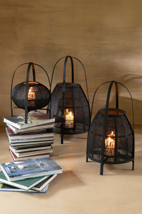 J-Line lantaarn Kap - bamboe - zwart - large - vtwonen shop