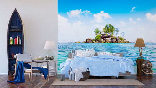 Sanders & Sanders fotobehang zeezicht blauw, groen en beige - 375 x 270 cm - 600486