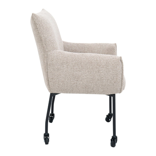 DÉJA Living Eetkamerstoel Arboga - Taupe/Zwart - Incl. Wielen - Set van 2