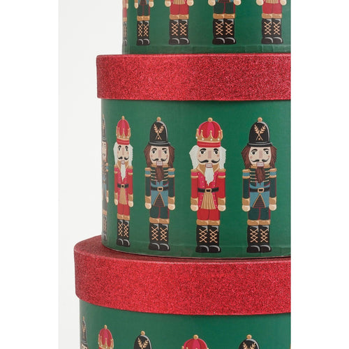 Mica Decorations Opbergdoos Notenkraker - Set van 3 - H14 x Ø21 cm - FSC Mix - Papier - Groen