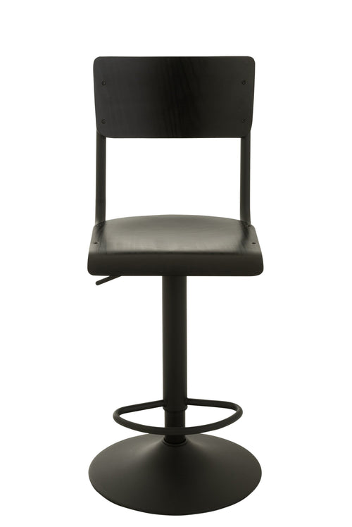 J-Line barstoel - hout/metaal - zwart - 2 stuks