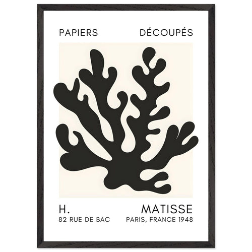Artfulprints Poster met Lijst Matisse – Saltflower shapes black   - 50x70 cm - Zwart