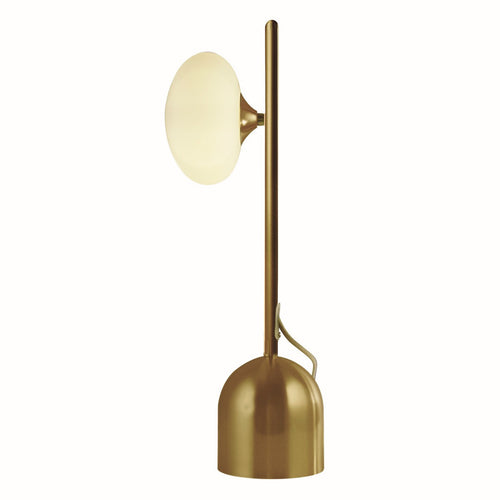Pebble Tafellamp, goud en wit ovaal glas