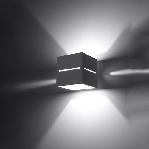 Sollux Lighting Wandlamp LOBO grijs - 10x12x10cm