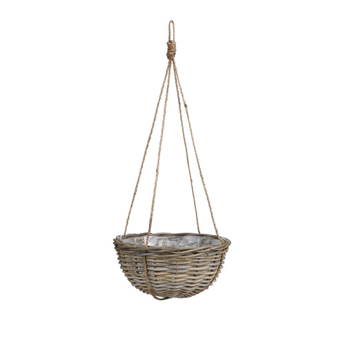 Mica Decorations Marcia Plantenmand Hangend voor Buiten - H20 x Ø40 cm - Rotan - Grijs - vtwonen shop