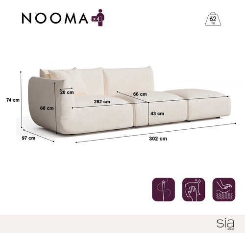 Sia Home -  NOOMA - Chenille fluweel - Crème - 302cm - vtwonen shop