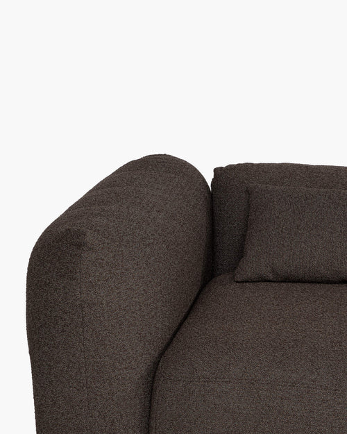 noo.ma Yaro 3-zitsbank - Chocolate Brown Bouclé, zachte zit, 263 x 99,5 x 69 cm