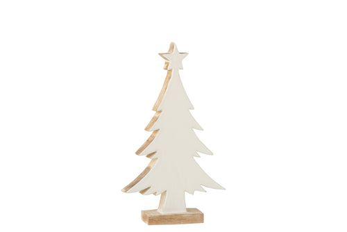 J-Line decoratie kerstboom - hout - wit - large