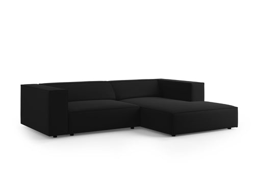 Cosmopolitan Design rechter hoekbank Arendal 3-zits, flueel, zwart - 166x224x70cm