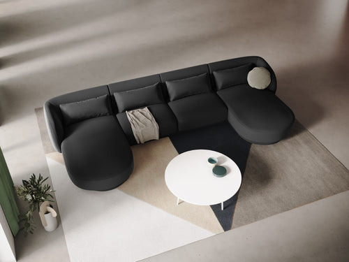 Cosmopolitan Design Panoramische bank Tulum 5-zits, flueel, grijs - 156x330x70cm