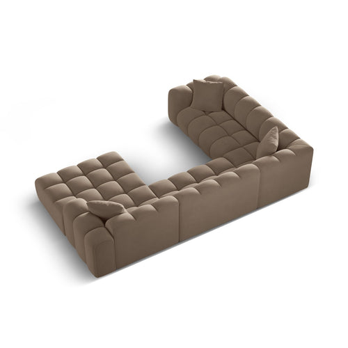 Cosmopolitan Design - Panoramische hoekbank links Treno 4-zits, flueel cappuccino - 240x330x70cm