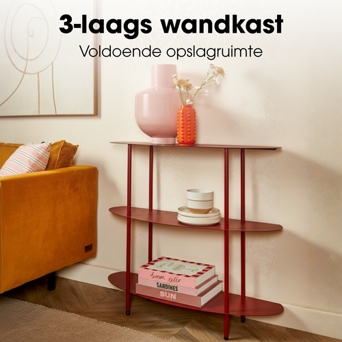 Mica Decorations Wandrek – Opbergrek en Metalen Wandrek voor Decoratie Woonkamer – Geschikt voor Planten en Accessoires – Stevig Rek van IJzer – 90 x
