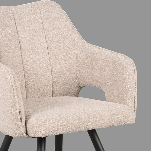 LABEL51 Eetkamerstoel Noud - Naturel Bouclé - Zithoogte 49cm - vtwonen shop