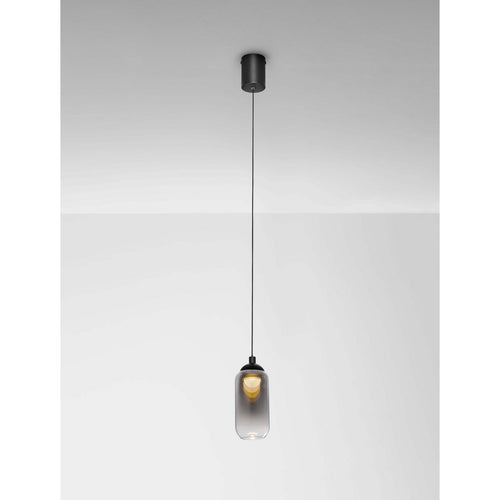 Nova Luce KITA Hoge, slanke hanglamp voor aan het plafond, rookgrijs/zandzwart, LED, 6W, 457lm, 3000K