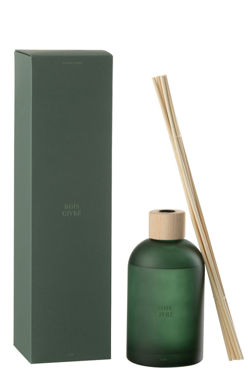 J-Line geurstokjes Accords Essentiels - bois givré - groen - 550 ml
