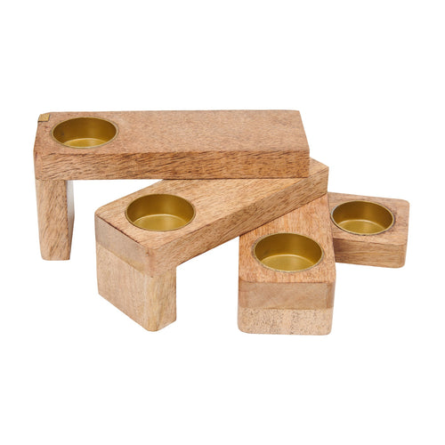 Return to Sender Kandelaar mangohout voor waxine lichtjes 4 laags H 8,5 cm - vtwonen shop