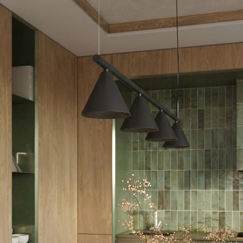 Sollux Lighting Kroonluchter NOX 4L zwart - 122x14x215cm