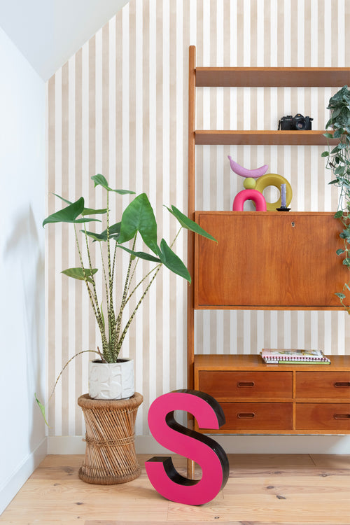 ESTAhome behang strepen beige en wit - 53 cm x 10.05 m - 131302