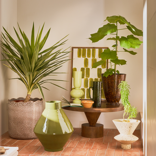 Urban Nature Culture kan hammered banana palm - Ø 15 * 9 * 26.5 cm