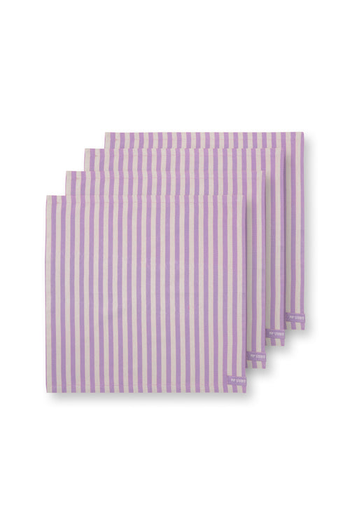Pip Studio - Servetten Stripes - Lila - 40x40 cm - Set van 4