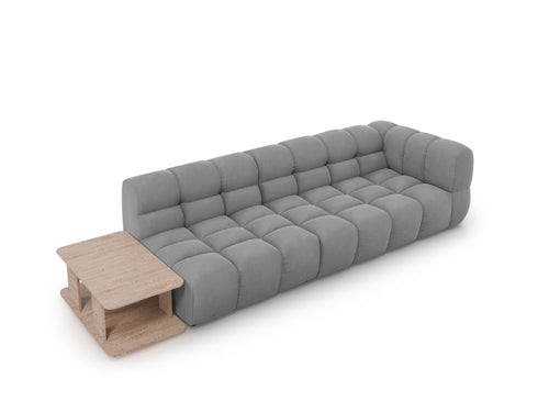 Cosmopolitan Design linker modulaire bank Sky 4-zits, flueel, lichtgrijs - 102x297x70cm