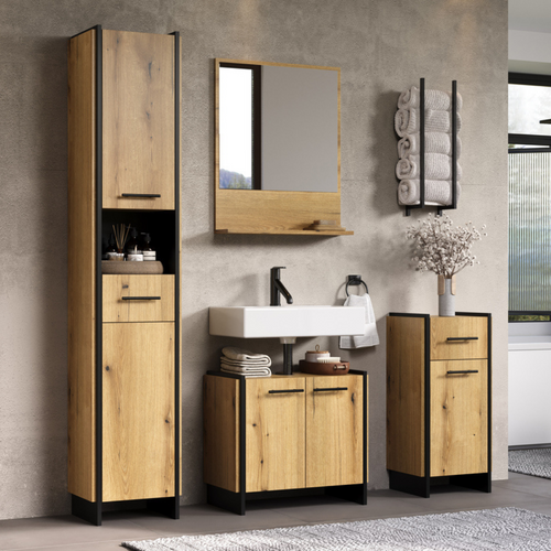 Calicosy - badkamermeubels-set ELLIE - licht hout 154x34x190 cm