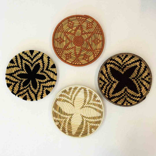 MÔMÉ Schaal Bahia - naturel/zwart - palm  - Ø 40 cm x H 5 cm - Marrakesh charme - vtwonen shop