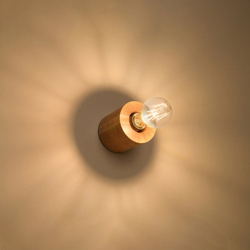 Sollux Lighting Wandlamp SALGADO naturel hout - 10x10x10cm
