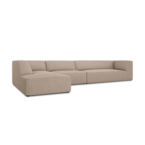 Cosmopolitan Design - Modulaire hoekbank links Siena 5-zits, structurele stof donkerbeige - 180x366x69cm